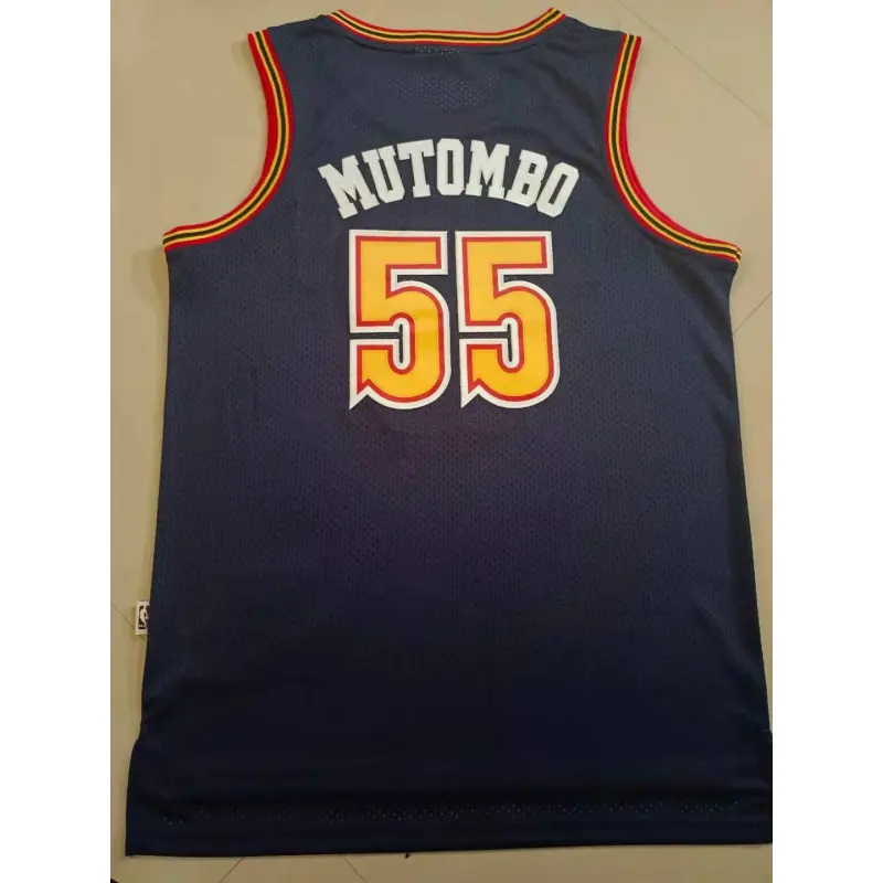 Camiseta Dikembe Mutombo #55 Denver Nuggets Azul Oscuro Classic Edition Camiseta Dikembe Mutombo #55 Denver Nuggets Azul Oscuro Classic Edition