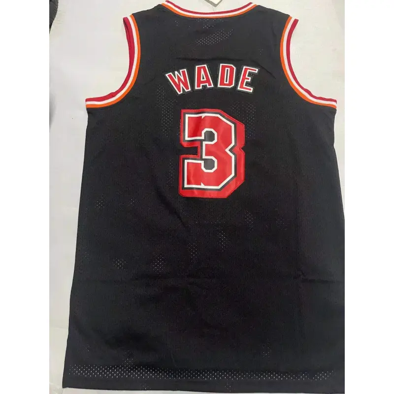 Camiseta Dwyane Wade #3 Miami Heat Negro Retro Edition