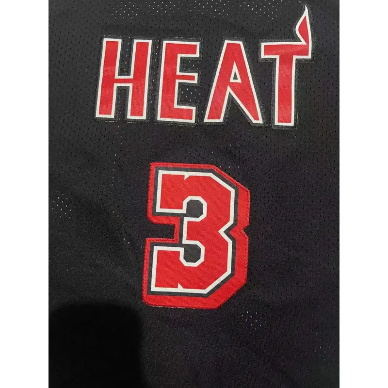 Camiseta Dwyane Wade #3 Miami Heat Negro Retro Edition