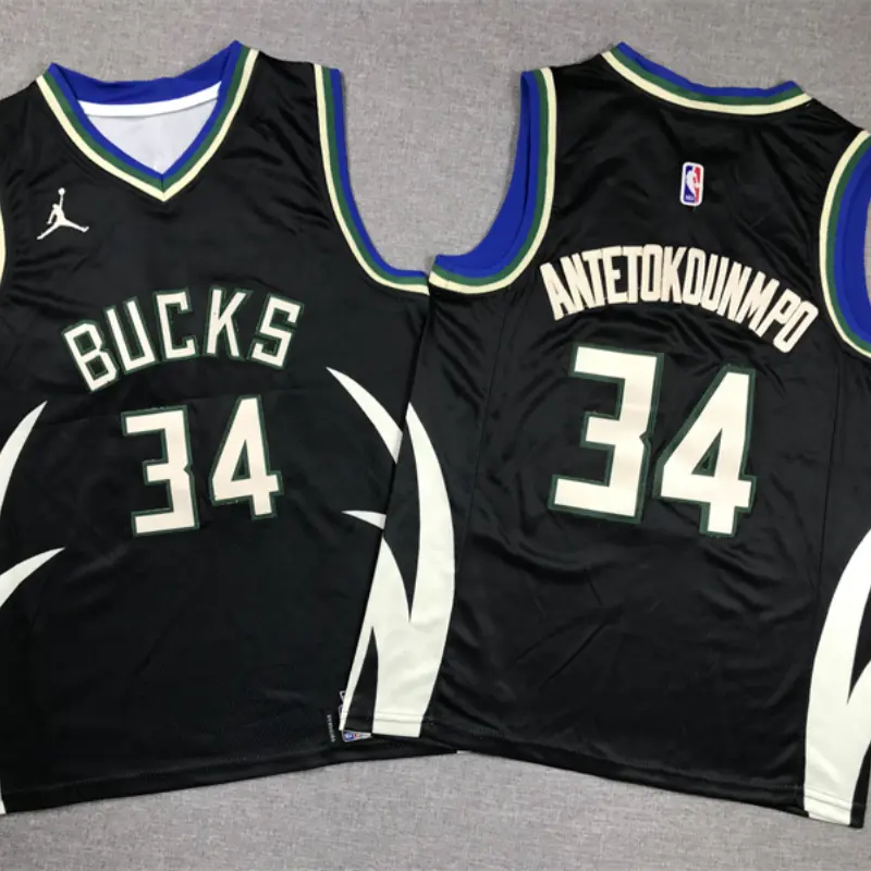 Camiseta Giannis Antetokounmpo #34 Milwaukee Buck Negro Statement Edition Niño