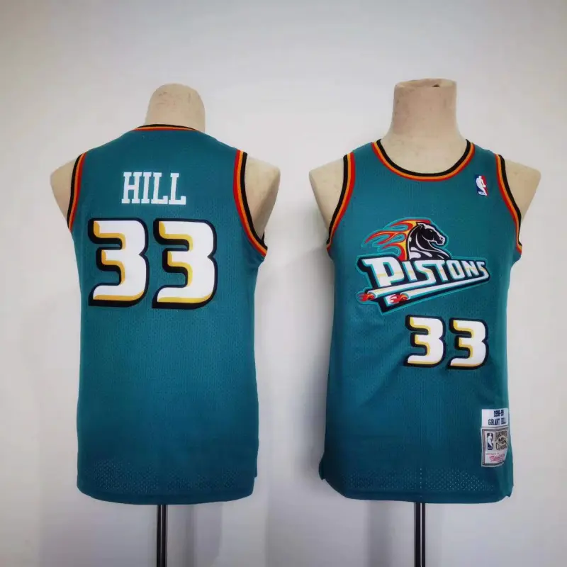 Camiseta Grant Hill #33 Detroit Pistons 1998 Verde Classic Edition Niño