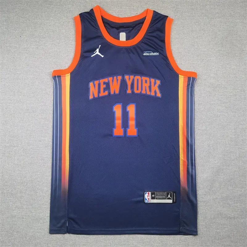Camiseta Jalen Brunson #11 New York Knicks Azul Oscuro Statement Edition Camiseta Jalen Brunson #11 New York Knicks Azul Oscuro Statement Edition