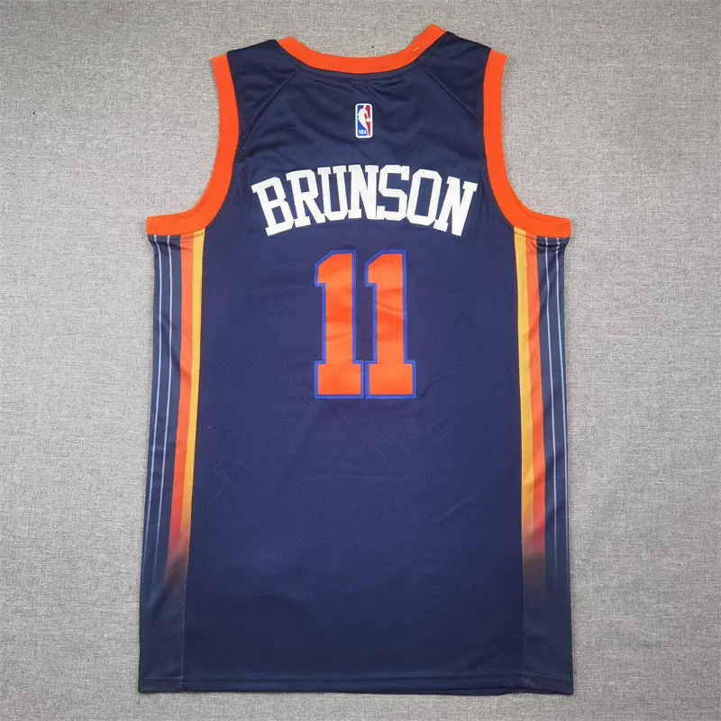 Camiseta Jalen Brunson #11 New York Knicks Azul Oscuro Statement Edition Camiseta Jalen Brunson #11 New York Knicks Azul Oscuro Statement Edition