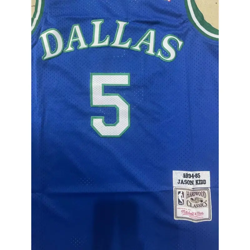 Camiseta Jason Kidd #5 Dallas Mavericks 1994 Azul Classic Edition