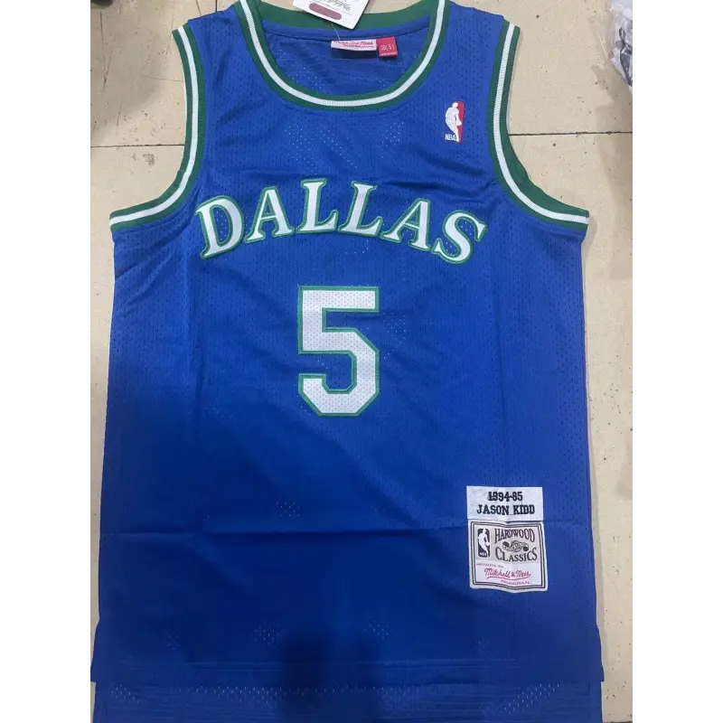 Camiseta Jason Kidd #5 Dallas Mavericks 1994 Azul Classic Edition