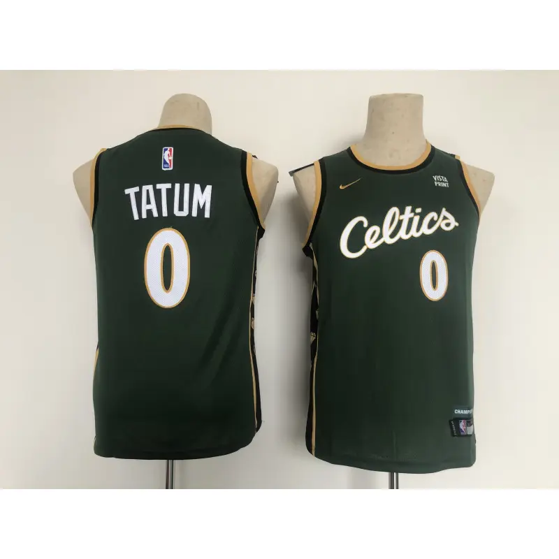 Camiseta Jayson Tatum #0 Boston Celtics Verde 2023 City Edition Niño