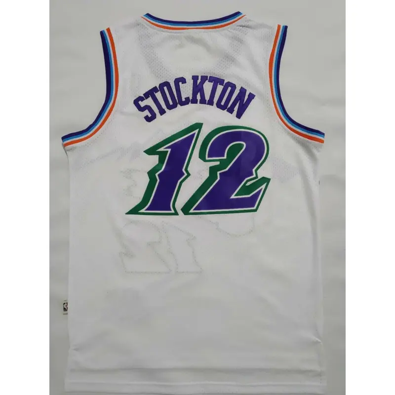 Camiseta John Stockton #12 Utah Jazz Blanco Classic Edition