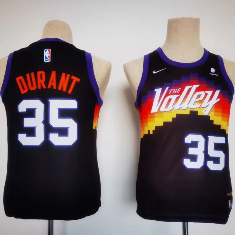 Camiseta Kevin Durant #35 Phoenix Suns Negro City Edition Niño