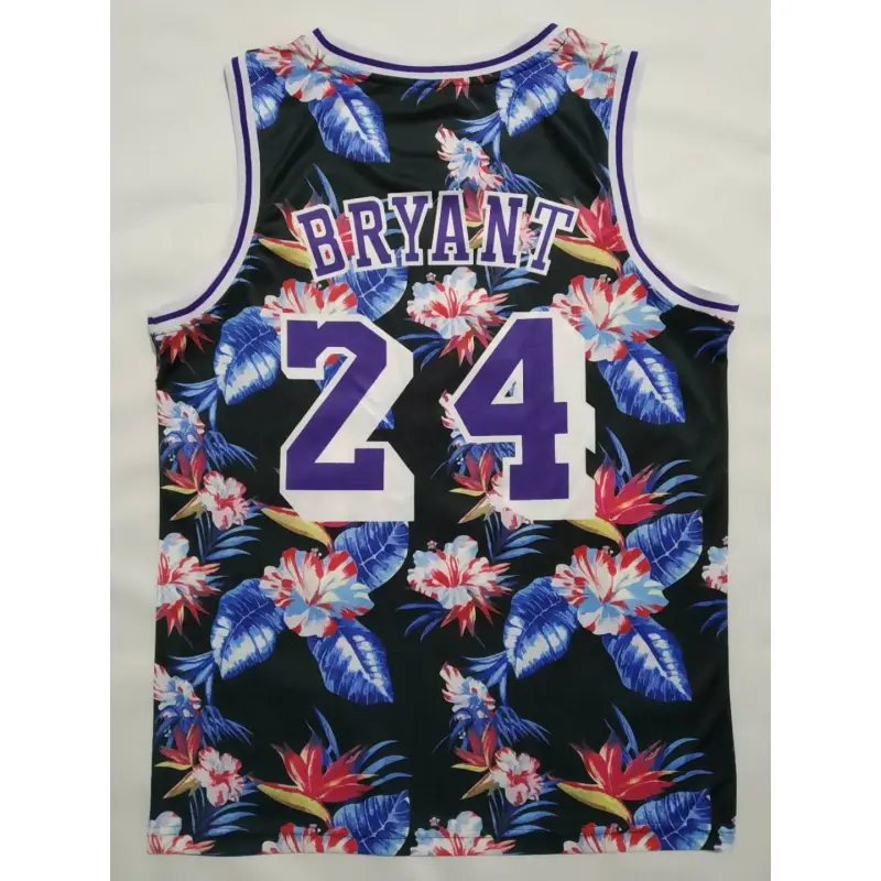 Camiseta Kobe Bryant #24 Los Angeles Lakers 2007 Negro Floral Edition Camiseta Kobe Bryant #24 Los Angeles Lakers 2007 Negro Floral Edition