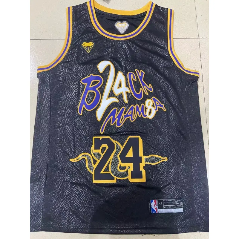 Camiseta Kobe Bryant #24 Los Angeles Lakers 2025 Negro con Estampado De Serpiente