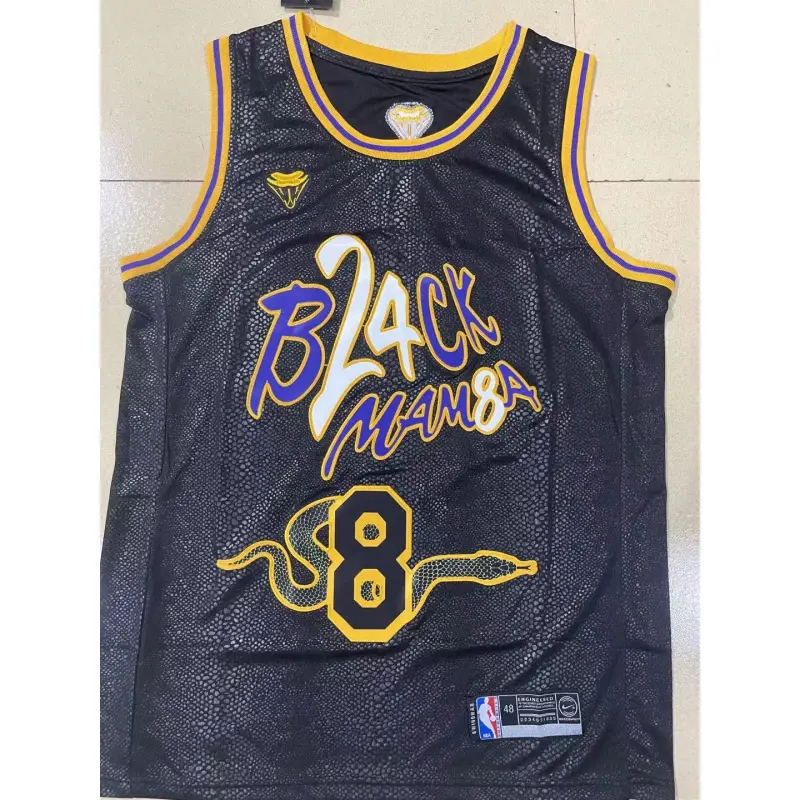 Camiseta Kobe Bryant #8 Los Angeles Lakers 2025 Negro con Estampado De Serpiente