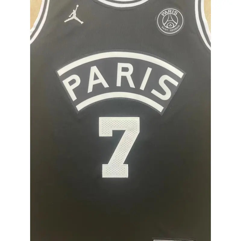 Camiseta Kylian Mbappe PSG x Jordan #7 Paris Basketba Negro Camiseta Kylian Mbappe PSG x Jordan #7 Paris Basketba Negro
