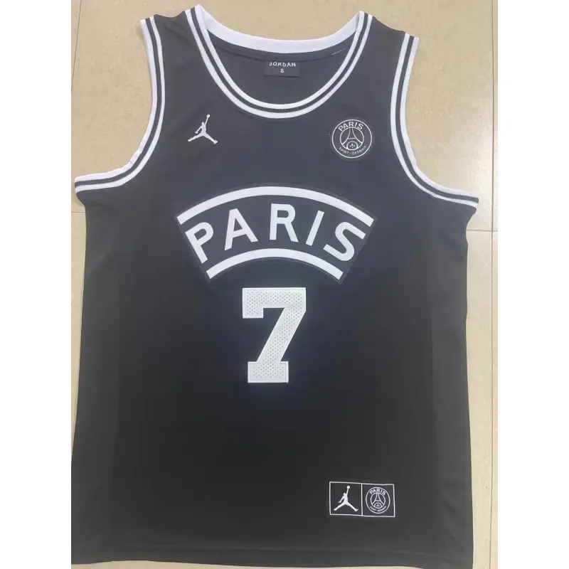 Camiseta Kylian Mbappe PSG x Jordan #7 Paris Basketba Negro
