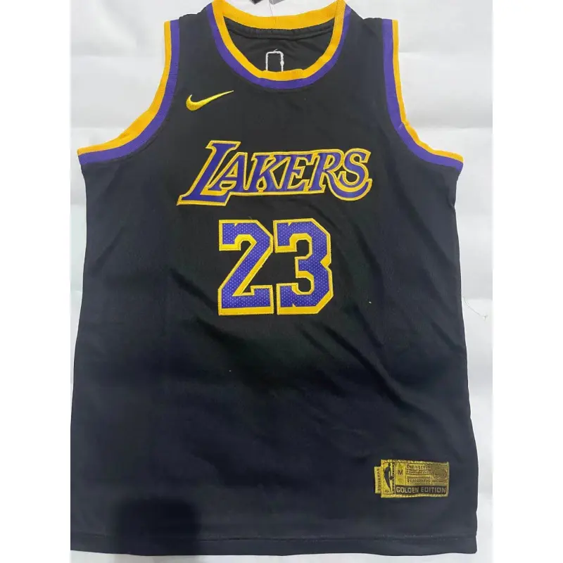 Camiseta LeBron James #23 Los Angeles Lakers Negro Niño
