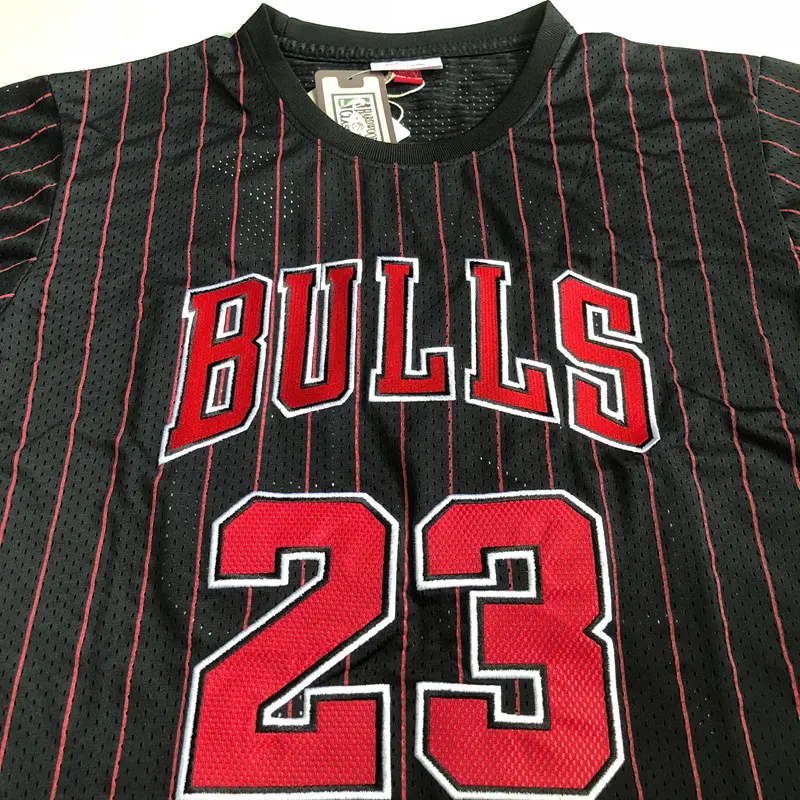 Camiseta Michael Jordan #23 Chicago Bulls Negro Con Rayas Manga Corta Camiseta Michael Jordan #23 Chicago Bulls Negro Con Rayas Manga Corta