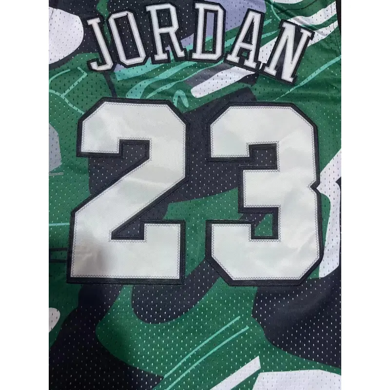 Camiseta Michael Jordan #23 Chicago Bulls Verde Estampado Retro Camiseta Michael Jordan #23 Chicago Bulls Verde Estampado Retro