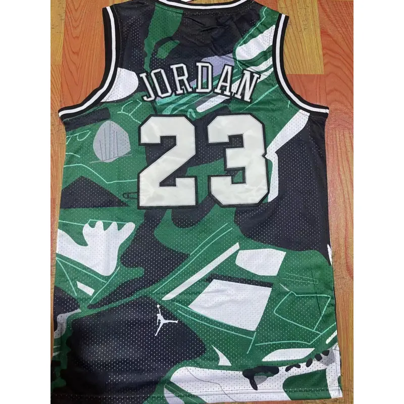 Camiseta Michael Jordan #23 Chicago Bulls Verde Estampado Retro Camiseta Michael Jordan #23 Chicago Bulls Verde Estampado Retro