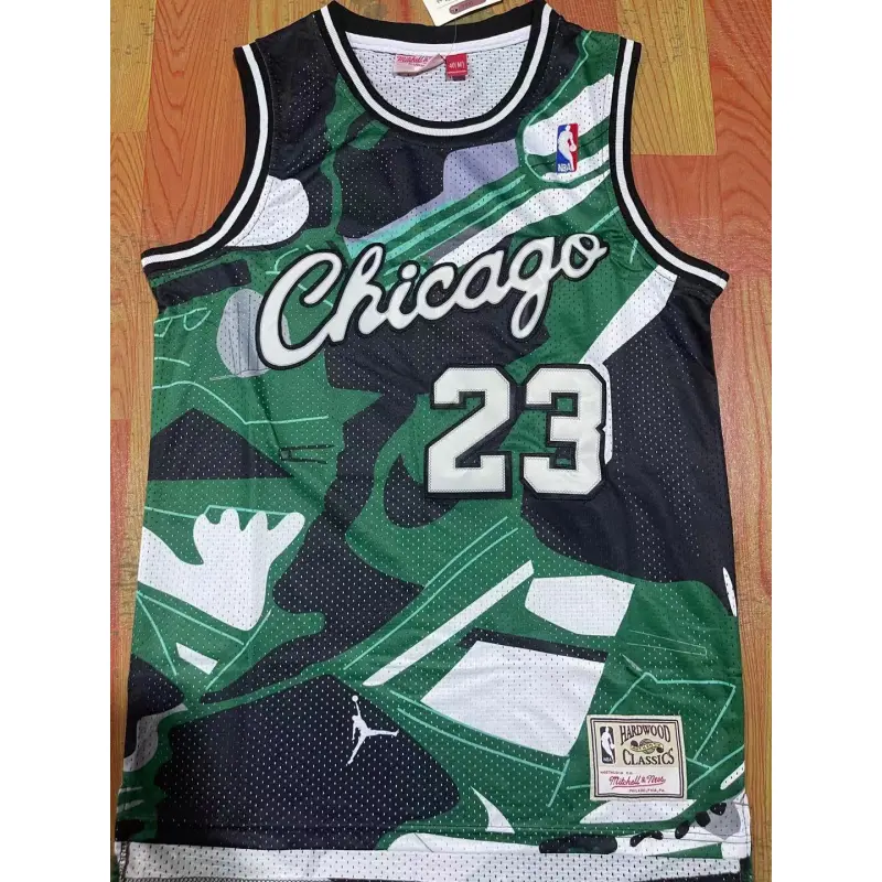 Camiseta Michael Jordan #23 Chicago Bulls Verde Estampado Retro