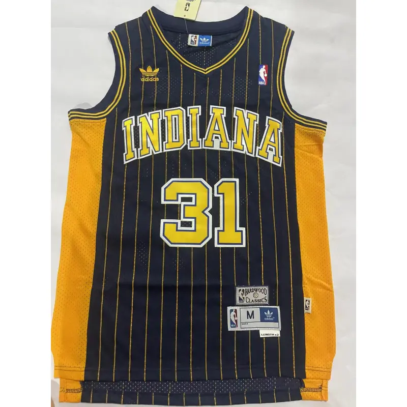 Camiseta Reggie Miller #31 Indiana Pacers Azul Oscuro Con Rayas