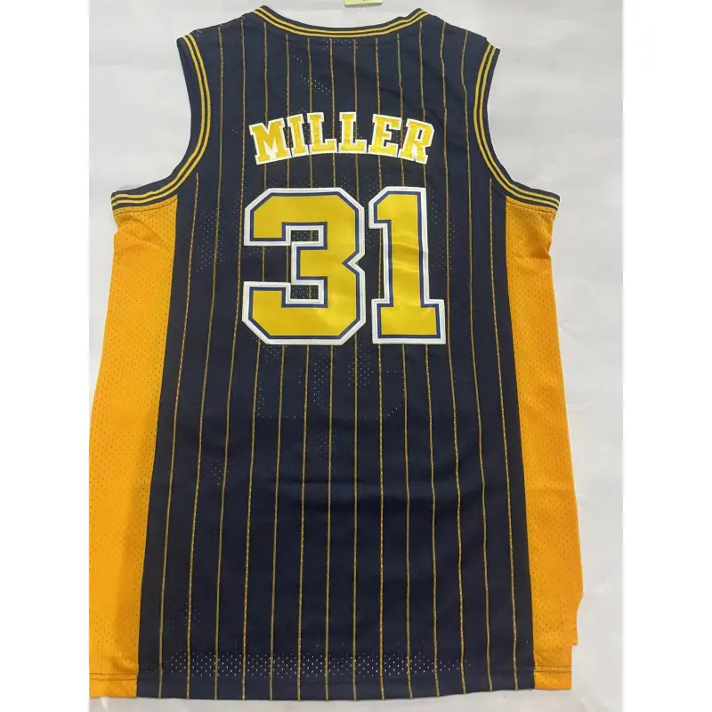 Camiseta Reggie Miller #31 Indiana Pacers Azul Oscuro Con Rayas