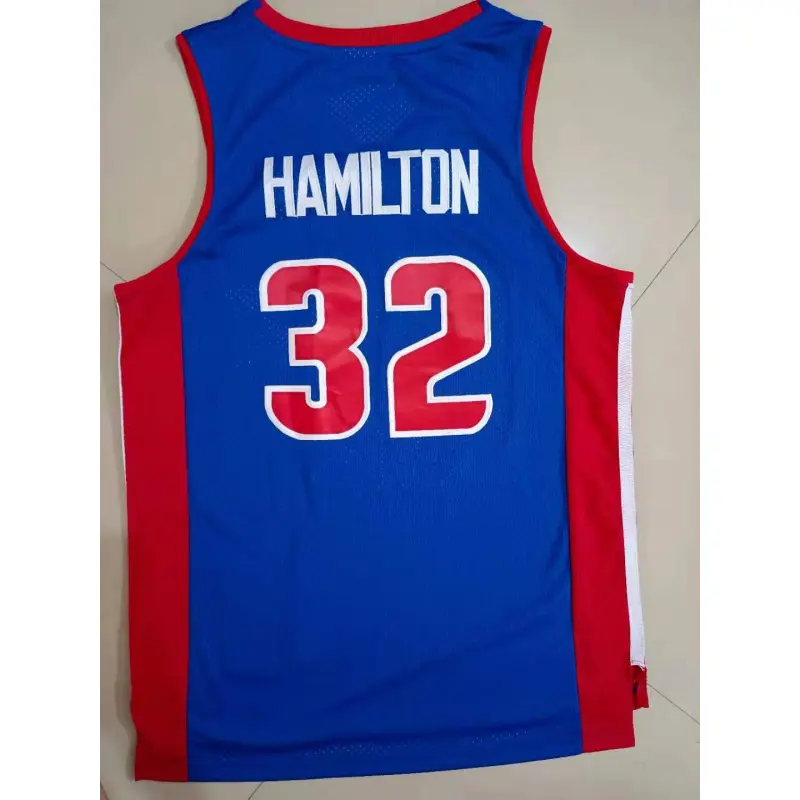 Camiseta Richard Hamilton #32 Detroit Pistons 2003 Azul/Rojo Camiseta Richard Hamilton #32 Detroit Pistons 2003 Azul/Rojo