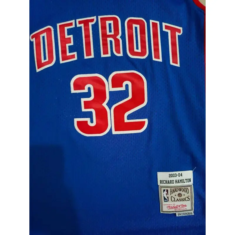 Camiseta Richard Hamilton #32 Detroit Pistons 2003 Azul/Rojo Camiseta Richard Hamilton #32 Detroit Pistons 2003 Azul/Rojo