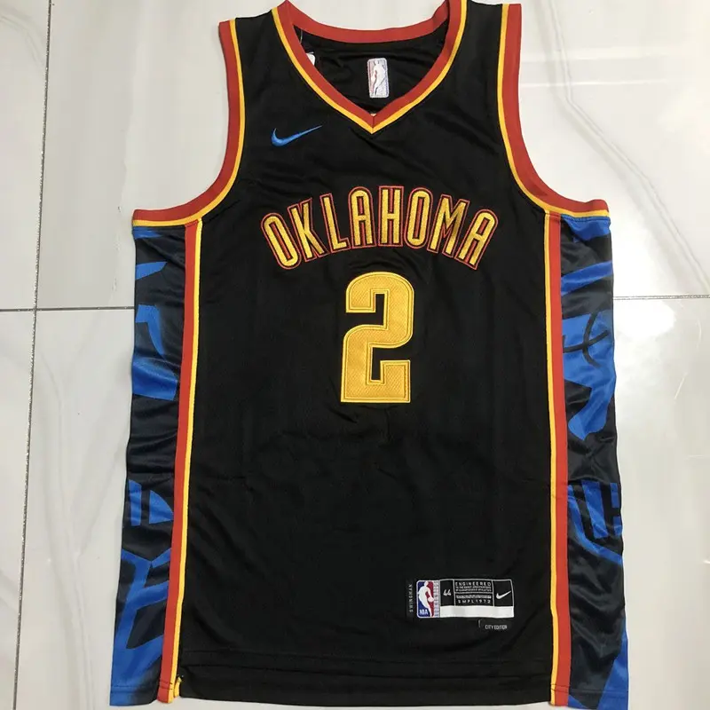 Camiseta Shai Gilgeous-Alexander #2 Oklahoma City Thunder Azul Oscuro City Edition Camiseta Shai Gilgeous-Alexander #2 Oklahoma City Thunder Azul Oscuro City Edition