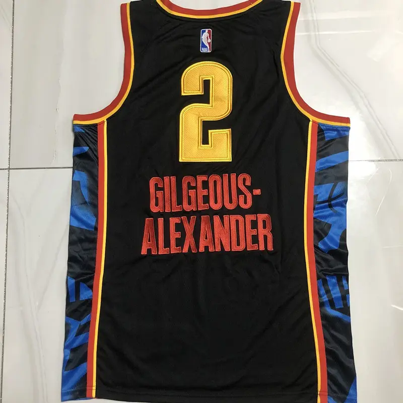 Camiseta Shai Gilgeous-Alexander #2 Oklahoma City Thunder Azul Oscuro City Edition Camiseta Shai Gilgeous-Alexander #2 Oklahoma City Thunder Azul Oscuro City Edition