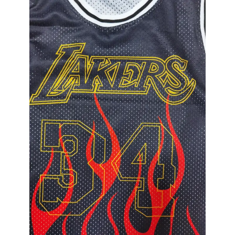 Camiseta Shaquille O’Neal #34 Los Angeles Lakers Negro Flame Edition
