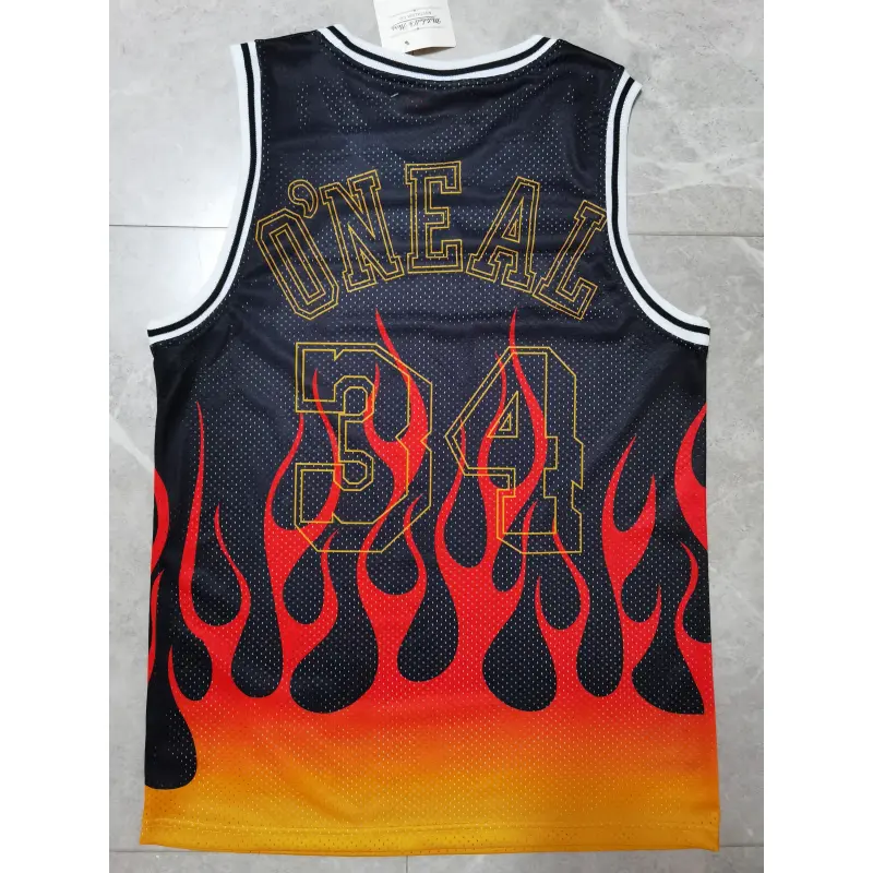 Camiseta Shaquille O’Neal #34 Los Angeles Lakers Negro Flame Edition