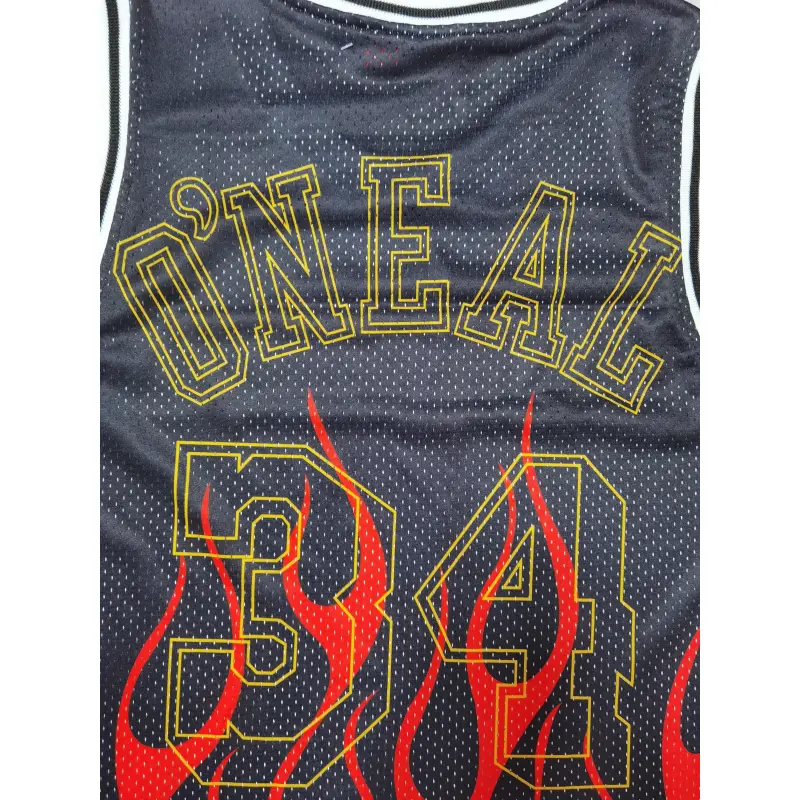 Camiseta Shaquille O’Neal #34 Los Angeles Lakers Negro Flame Edition