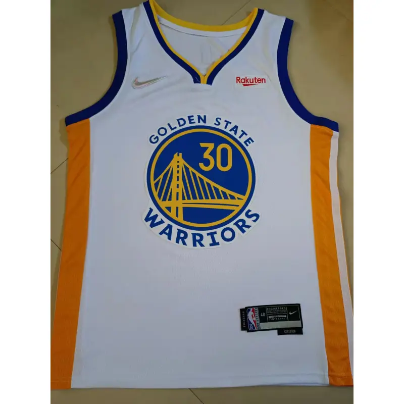 Camiseta Stephen Curry #30 Golden State Warriors Logo Diamante Blanco