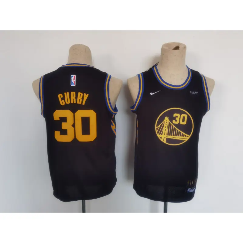 Camiseta Stephen Curry #30 Golden State Warriors Negro City Edition Niño