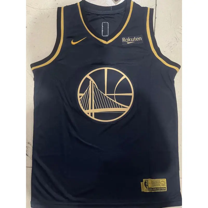 Camiseta Stephen Curry #30 Golden State Warriors Negro/Dorado Niño