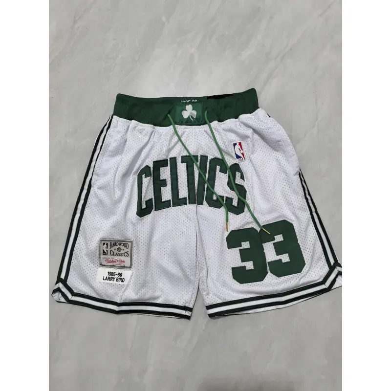 Pantalón Corto Larry Bird #33 Boston Celtics 1985-86 Blanco Classic Edition