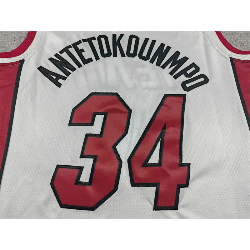 Camiseta Giannis Antetokounmpo #34 Miami Heat Blanco/Rojo