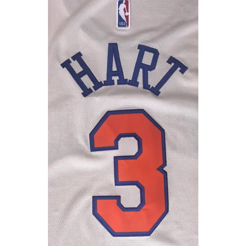 Camiseta Josh Hart #3 New York Knicks 2026 Beige/Azul City Edition