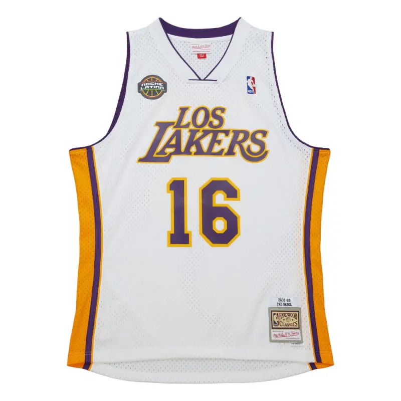 Camiseta Pau Gasol #16 Los Angeles Lakers 2008/2009 Blanco Retro
