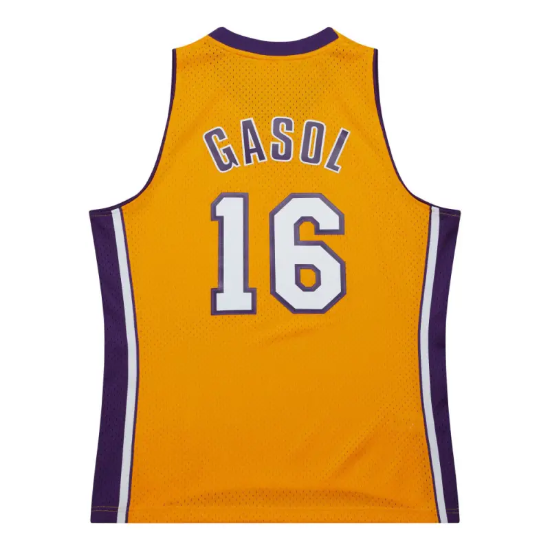 Camiseta Pau Gasol #16 Los Angeles Lakers 2009/2010 Amarillo Retro