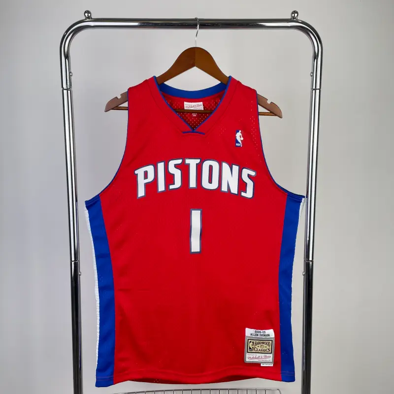 Camiseta Allen Iverson #1 Detroit Pistons 2008/2009 Rojo Classic Edition