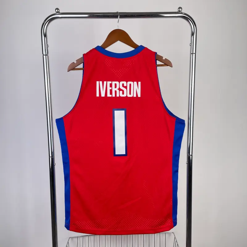 Camiseta Allen Iverson #1 Detroit Pistons 2008/2009 Rojo Classic Edition