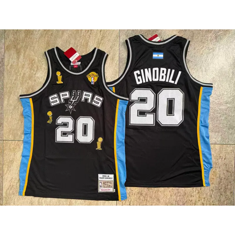 Camiseta Manu Ginobili #20 San Antonio Spurs 2002/18 Negro Classic Edition Mitchell & Ness