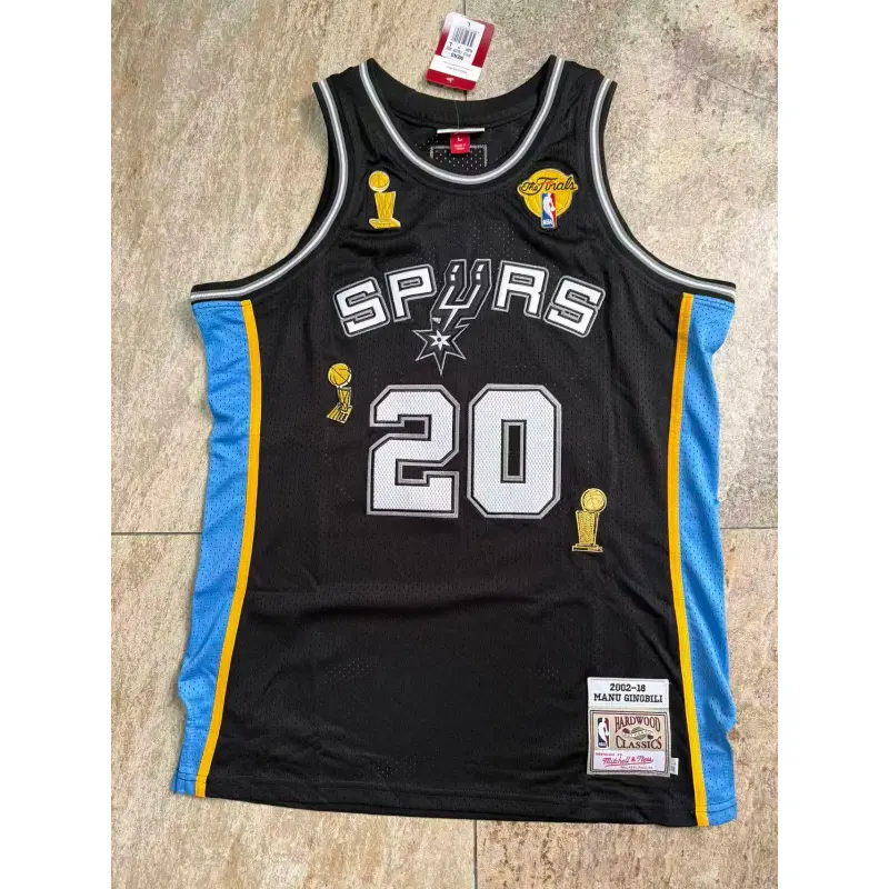 Camiseta Manu Ginobili #20 San Antonio Spurs 2002/18 Negro Classic Edition Mitchell & Ness