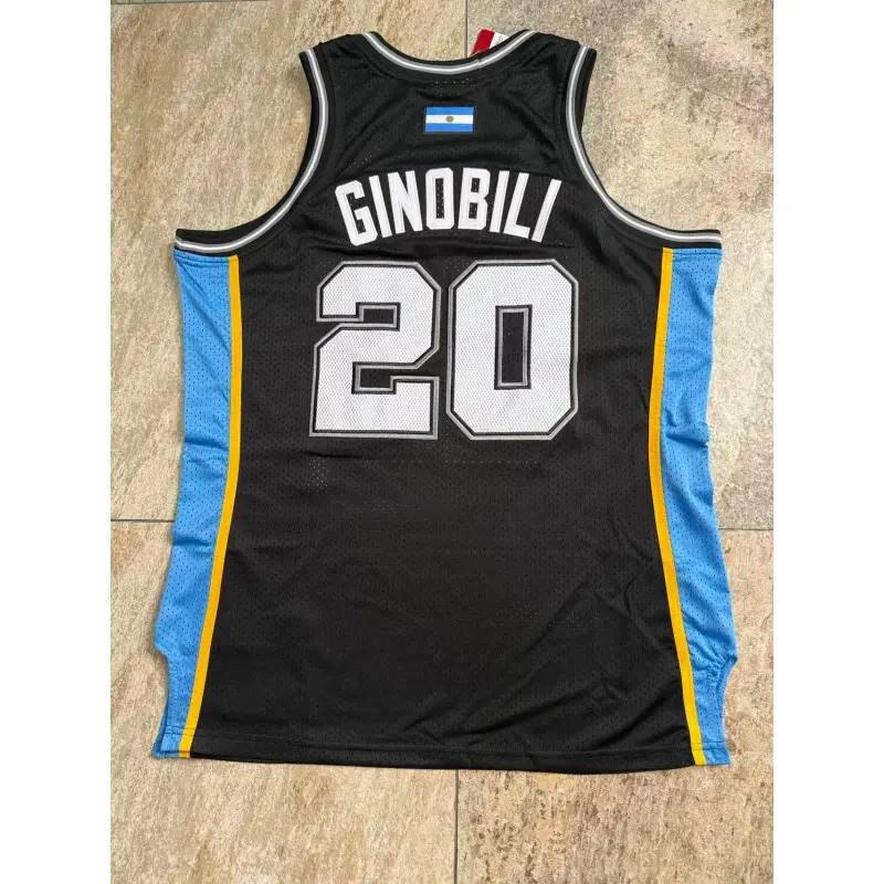 Camiseta Manu Ginobili #20 San Antonio Spurs 2002/18 Negro Classic Edition Mitchell & Ness