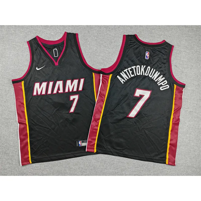 Camiseta Giannis Antetokounmpo #7 Miami Heat Negro Statement Edition Niño