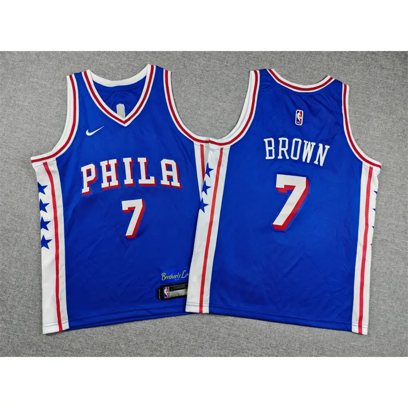 Camiseta Jaylen Brown #7 Philadelphia 76ers 2026 Azul Icon Edition Niño