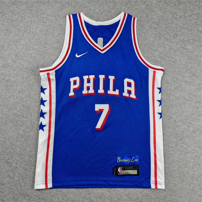 Camiseta Jaylen Brown #7 Philadelphia 76ers 2026 Azul Icon Edition Niño