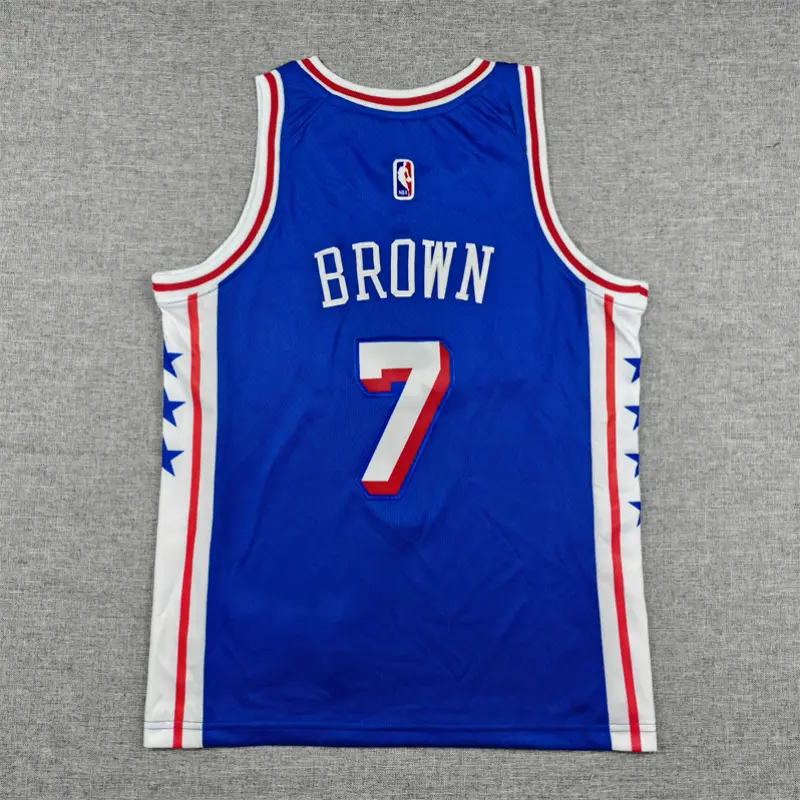Camiseta Jaylen Brown #7 Philadelphia 76ers 2026 Azul Icon Edition Niño