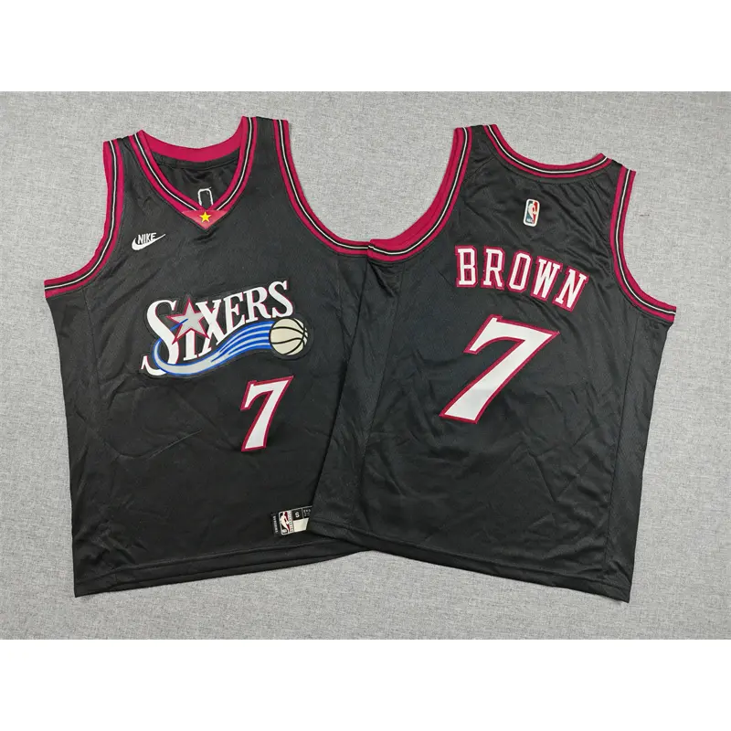 Camiseta Jaylen Brown #7 Philadelphia 76ers 2026 Negro Icon Edition Niño