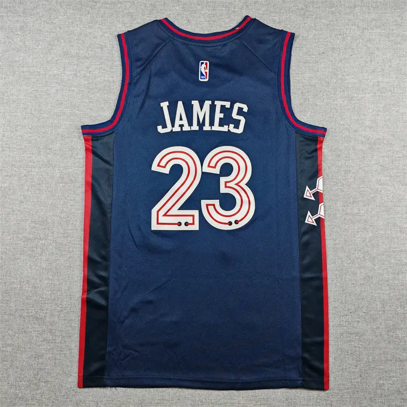 Camiseta Lebron James #23 Philadelphia 76ers 2024 Azul Oscuro City Edition